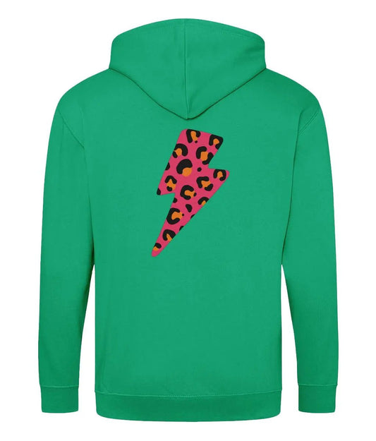 Pink and orange lightning bolt zip up hoodie - Trend Tonic