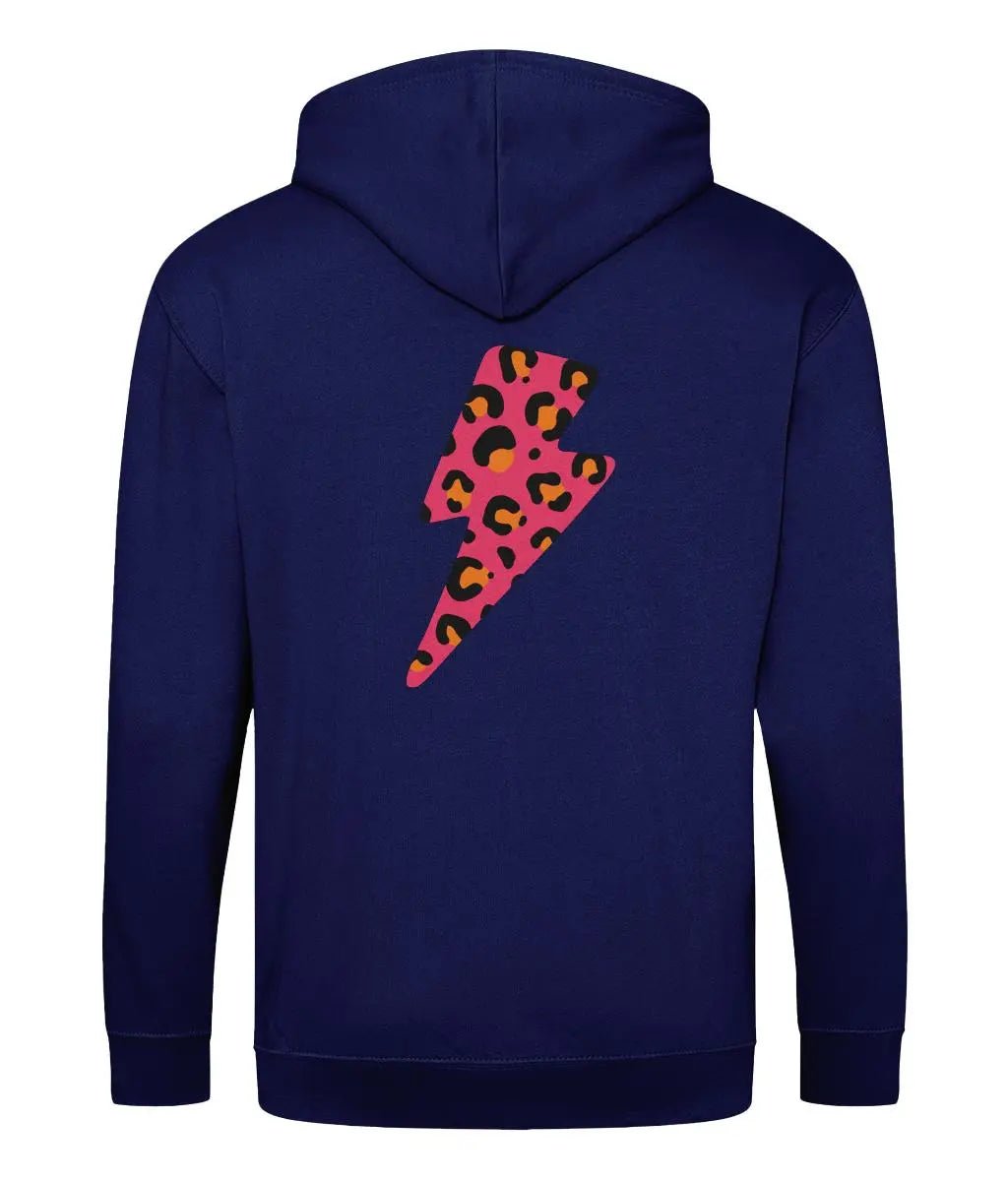 Pink and orange lightning bolt zip up hoodie - Trend Tonic