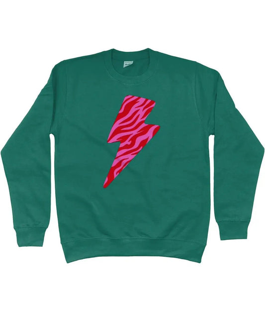 Pink and red zebra lightning bolt AWDis Sweatshirt - Trend Tonic