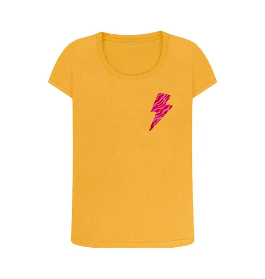 Pink and red zebra print lightning bolt scoop neck t-shirt - Trend Tonic