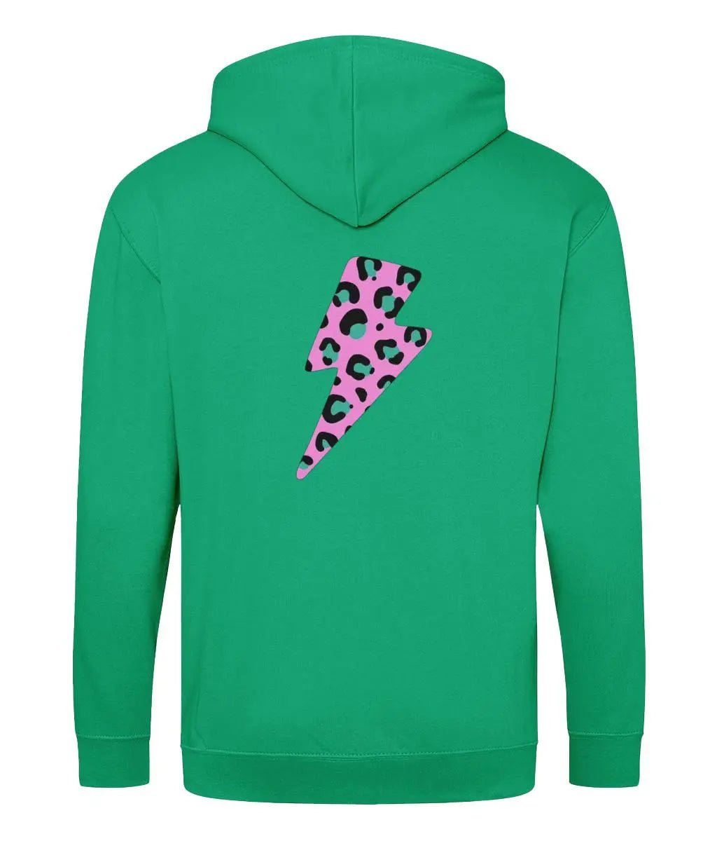 Pink and turquoise lightning bolt Zip up hoodie - Trend Tonic