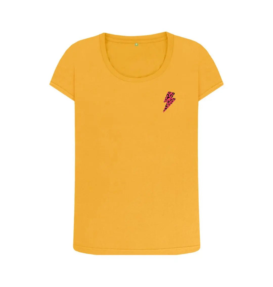 Pink and yellow leopard print scoop neck tshirt - Trend Tonic