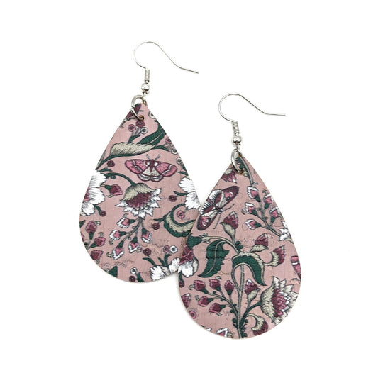 Pink floral teardrop earrings - Trend Tonic