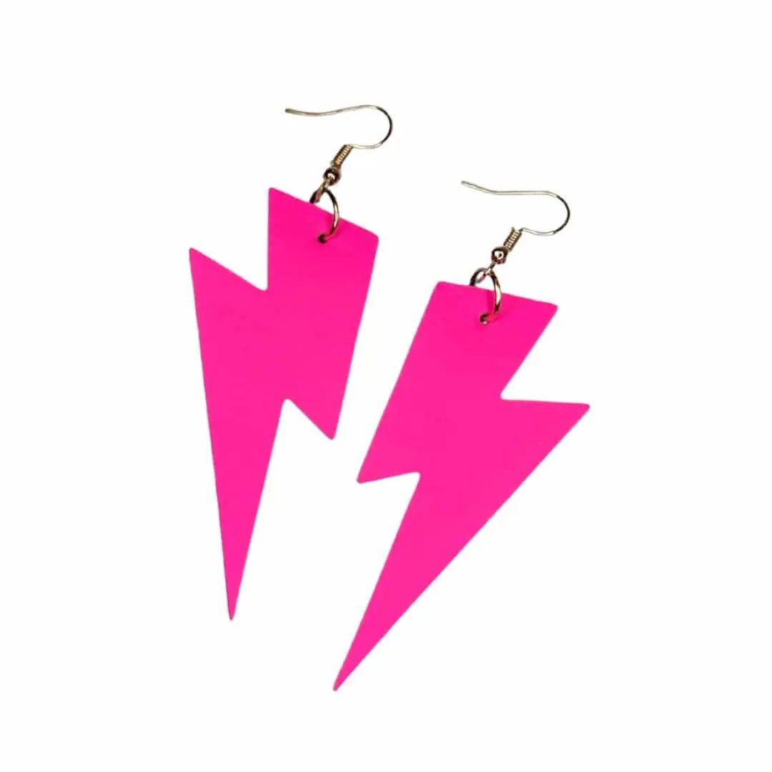 Pink neon cork lightning earrings - Trend Tonic