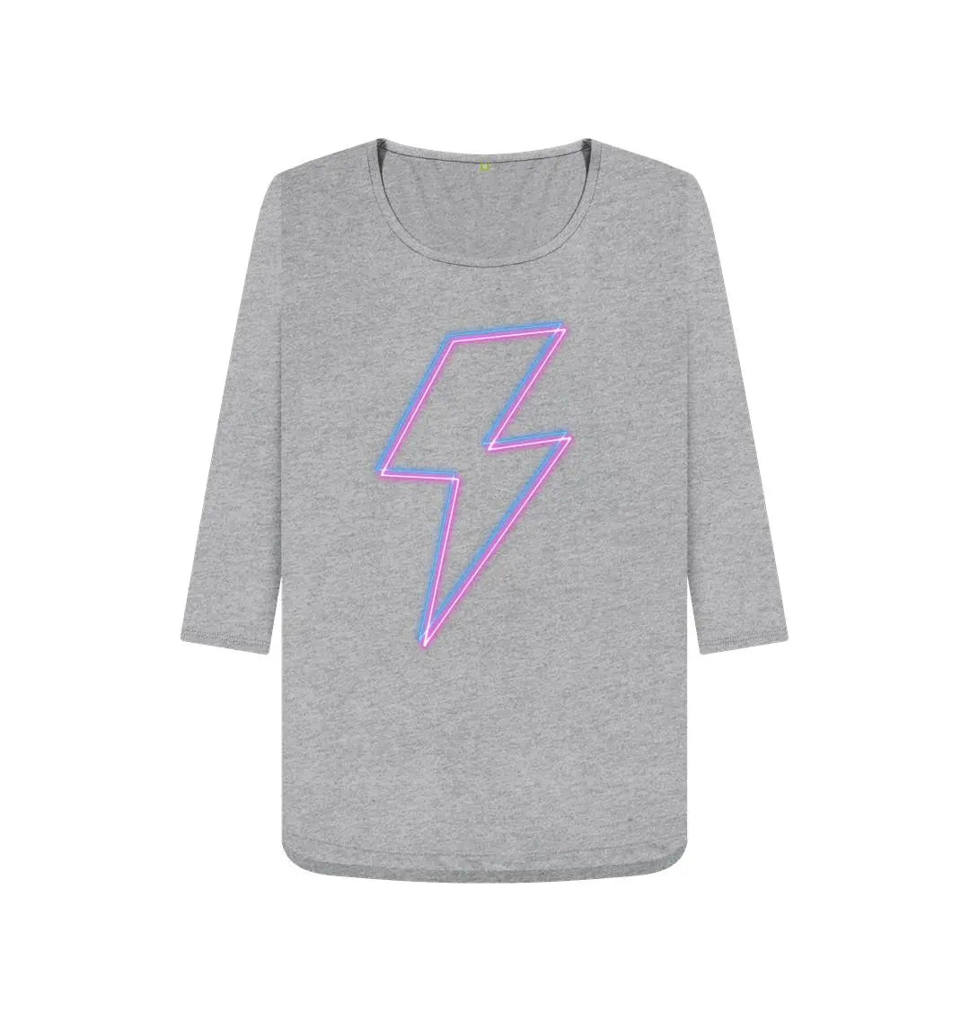 Quarter sleeve scoop neck neon lightning bolt t-shirt - Trend Tonic