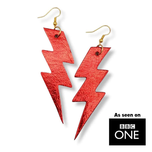 Red cork triple lightning bolt earrings - Trend Tonic