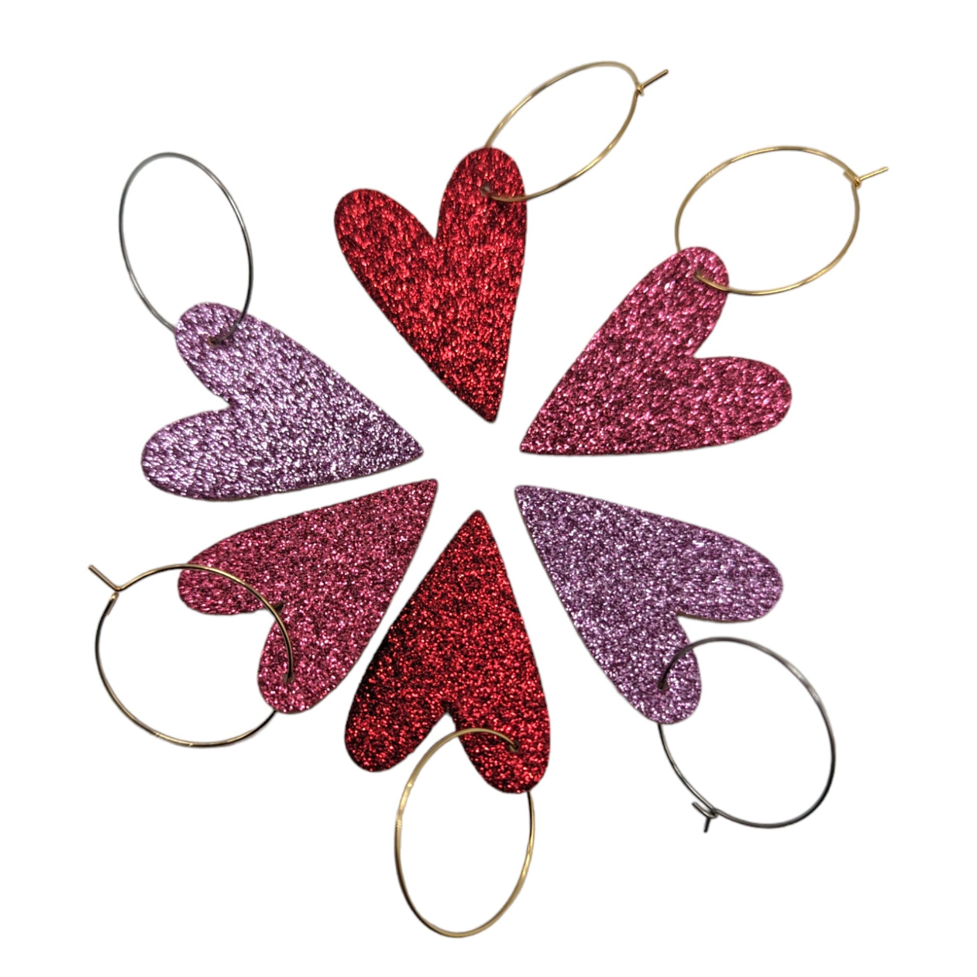 Red glitter heart hoops - Trend Tonic