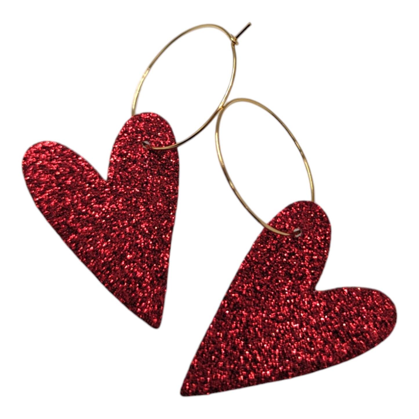 Red glitter heart hoops - Trend Tonic