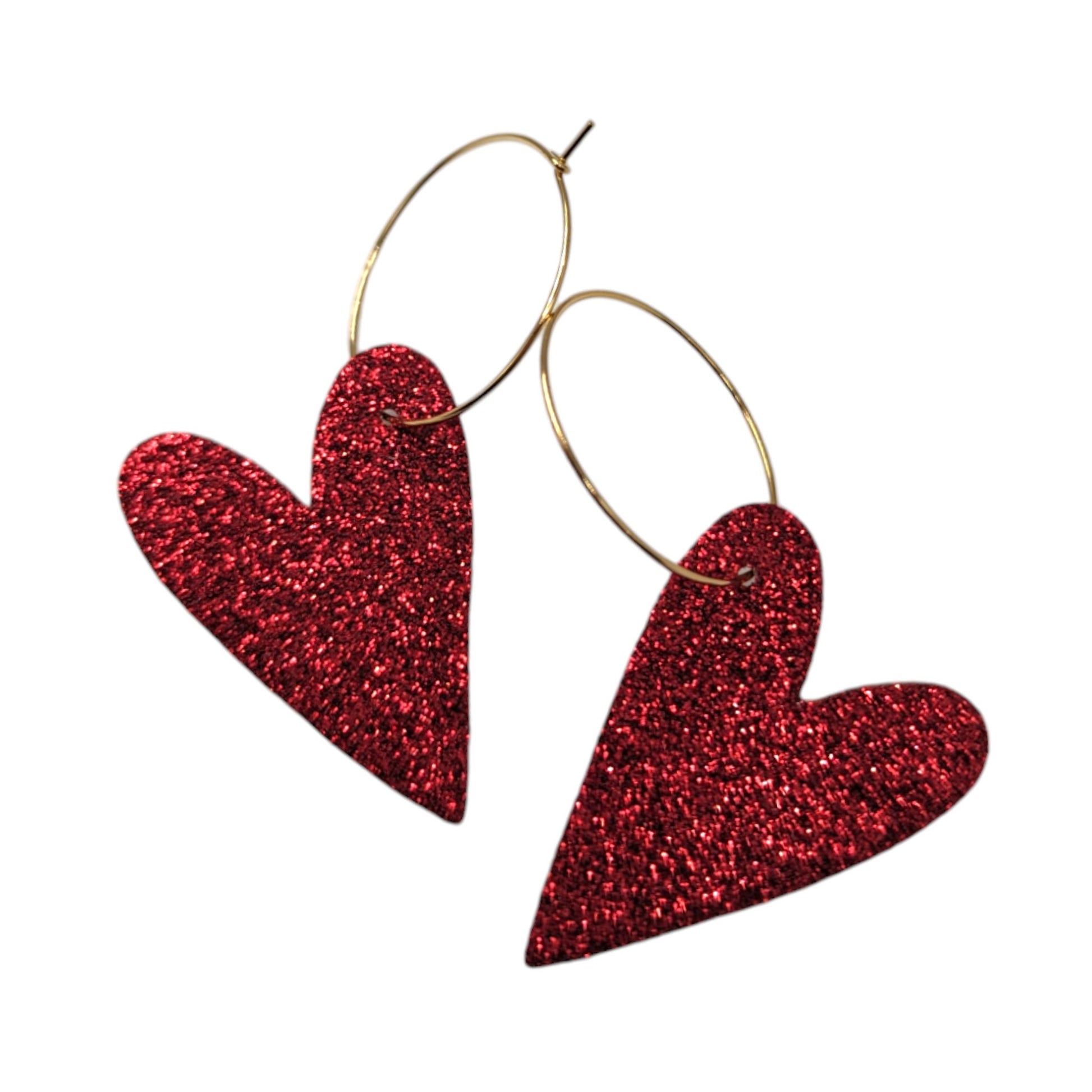 Red glitter heart hoops - Trend Tonic