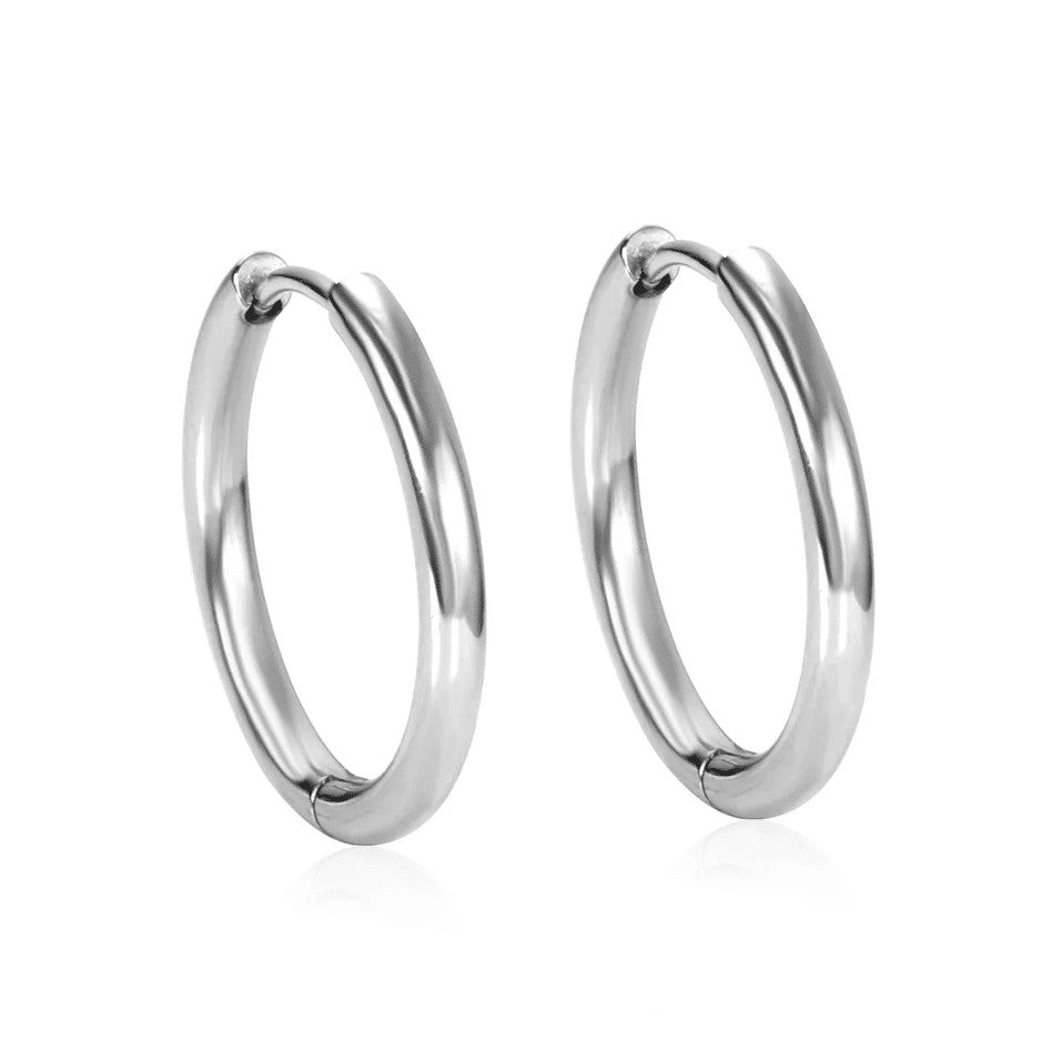 Stainless steel huggie hoop earrings - Trend Tonic