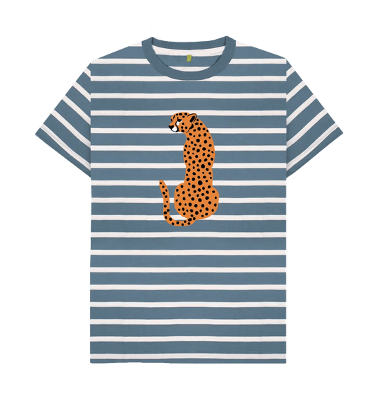 Stripe crew neck leopard t-shirt - Trend Tonic