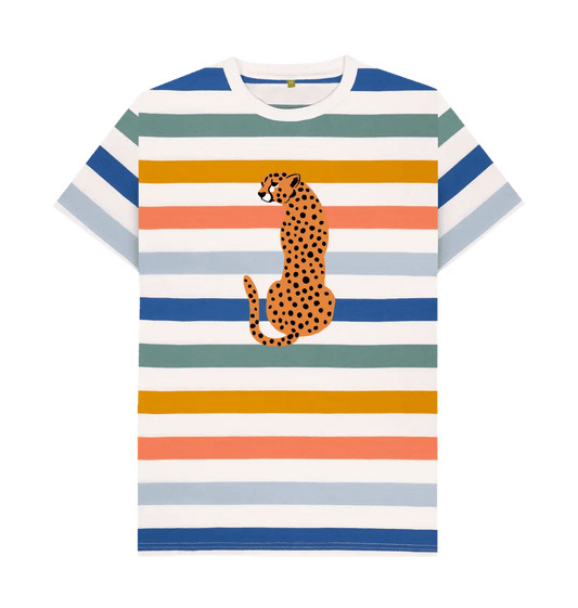 Stripe crew neck leopard t-shirt - Trend Tonic