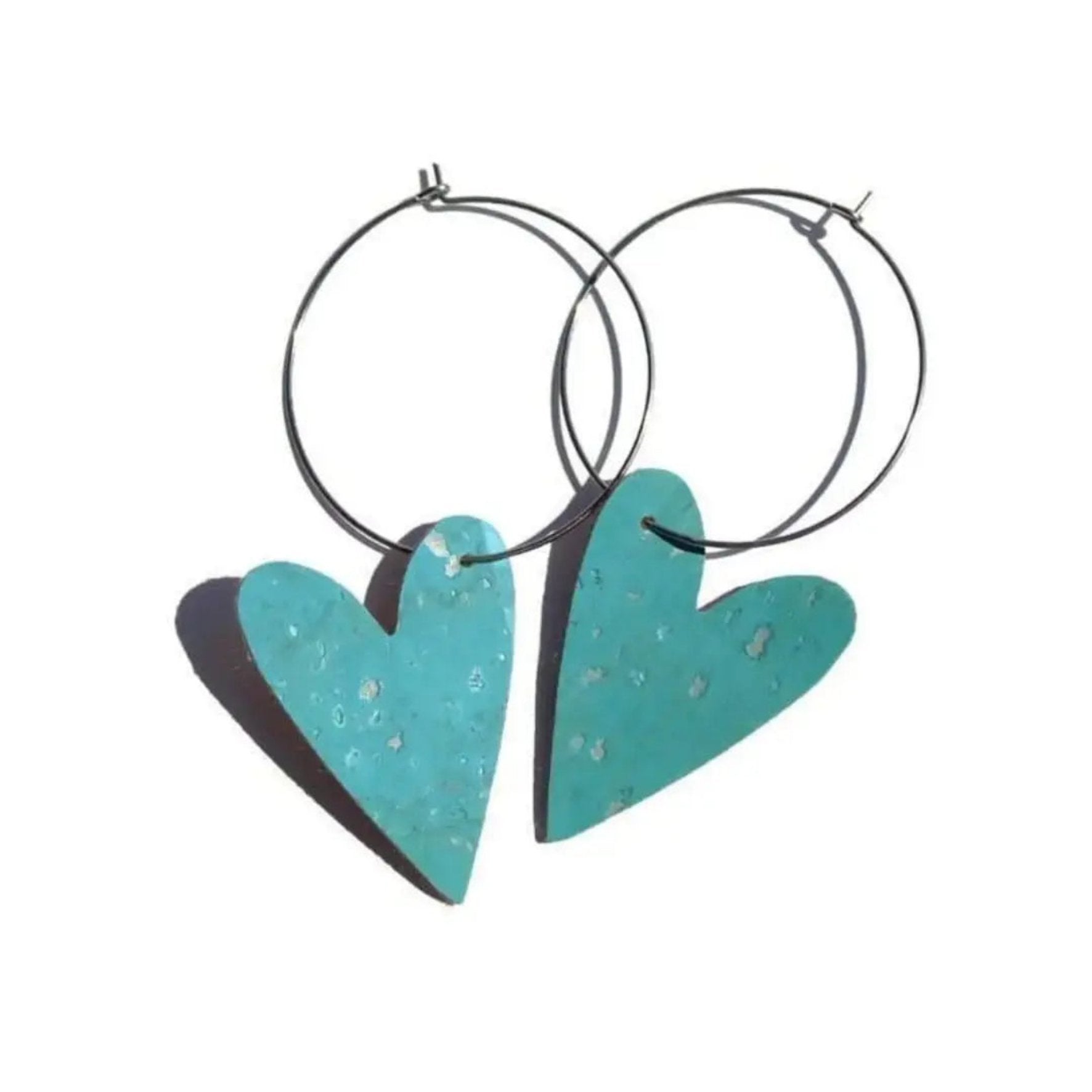 Turquoise cork Heart Earrings - Trend Tonic