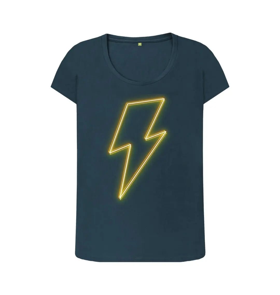 Yellow Neon Lightning bolt scoop neck t-shirt - Trend Tonic