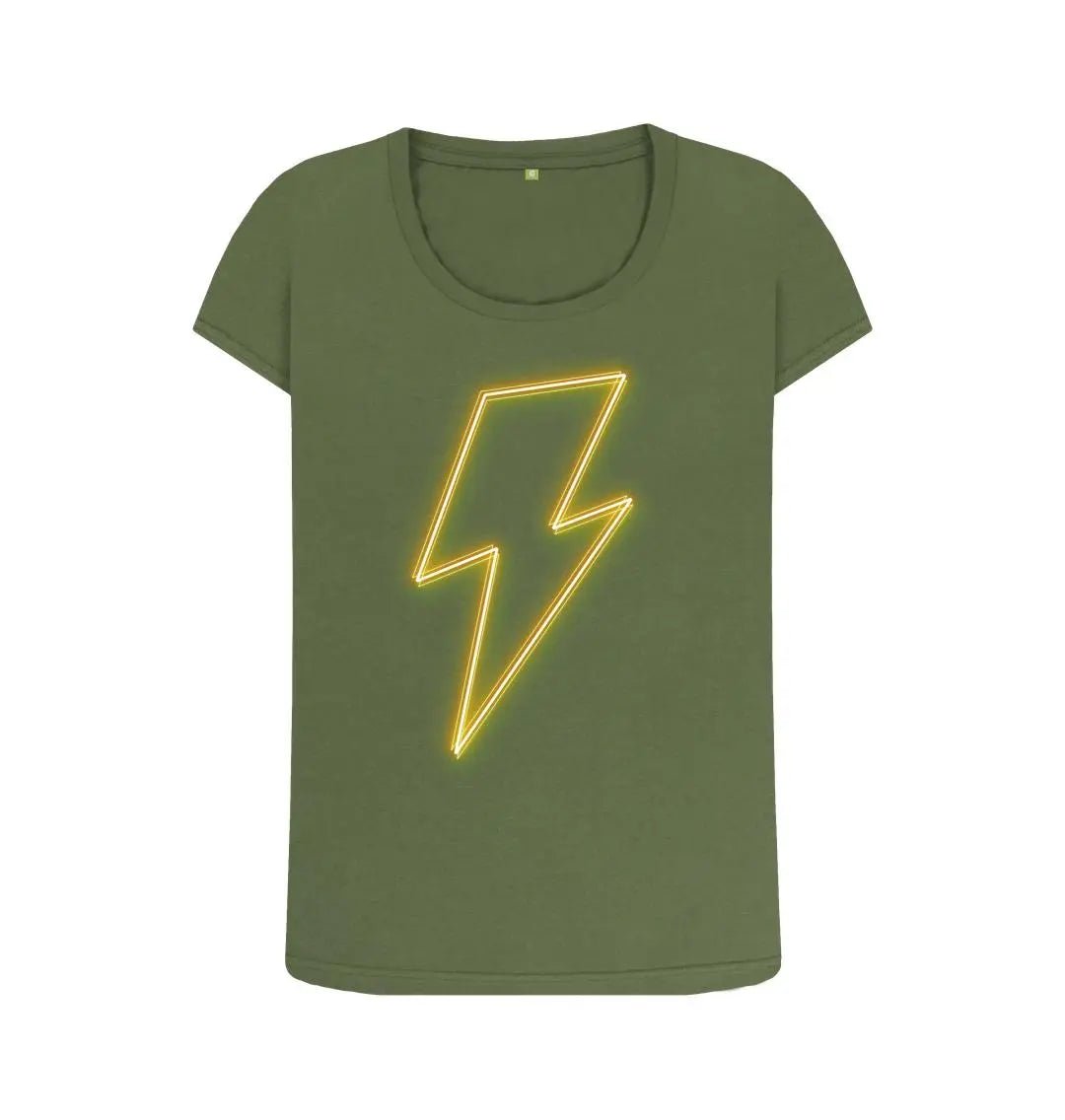 Yellow Neon Lightning bolt scoop neck t-shirt - Trend Tonic