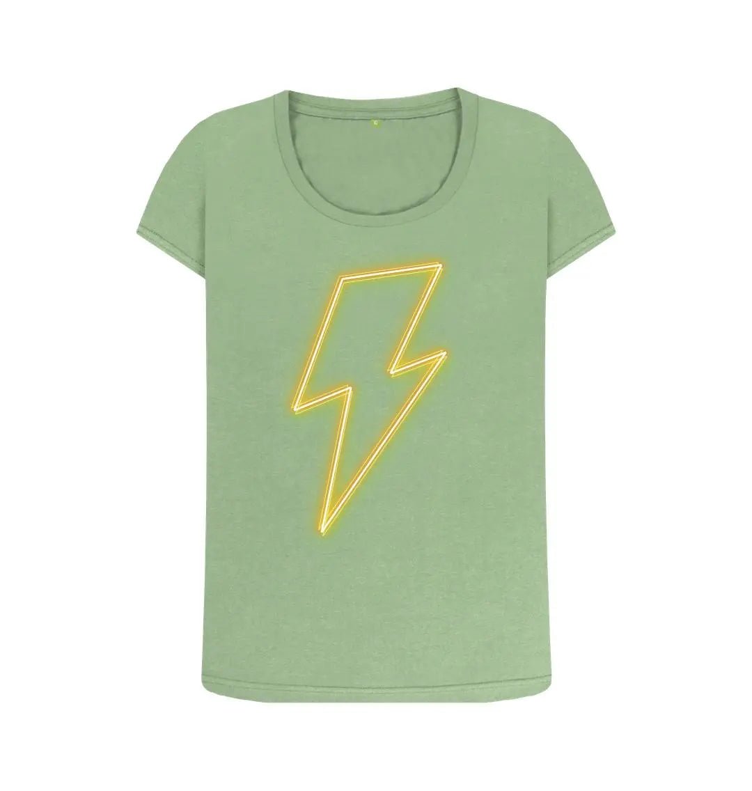 Yellow Neon Lightning bolt scoop neck t-shirt - Trend Tonic