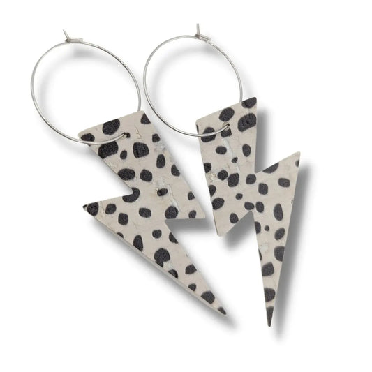 Dalmatian cork Lightning Hoop earrings - Trend Tonic 