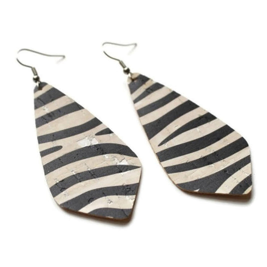 Zebra cork diamond earrings - Trend Tonic 