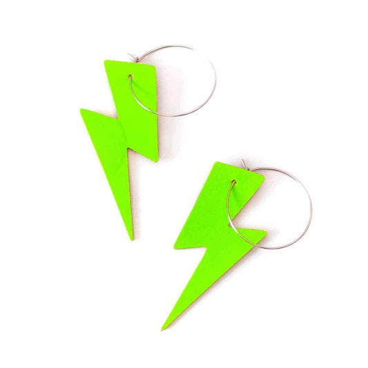 Green neon cork lightning earrings - Trend Tonic 